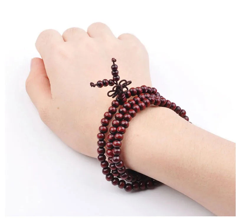6mm Natural Sandalwood Buddhist Buddha Meditation 108 beads Wood Prayer Bead Mala Bracelet Women Men jewelry