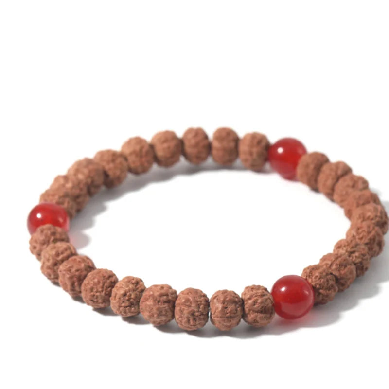 Conjunto Premium Japamala com 108 Contas de Rudraksha e Ágata Vermelha