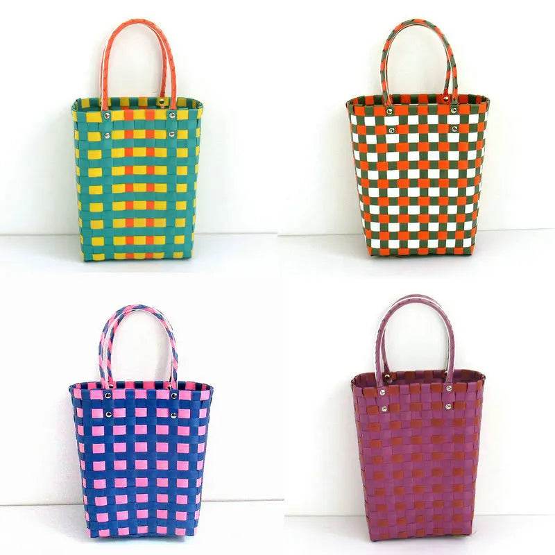 Handwoven Vegetable Plastic Bag Basket Storage Solutions Creative Handbag Decoration Basket Unique Vacation Leisure Bag - Aloha Spirit Store