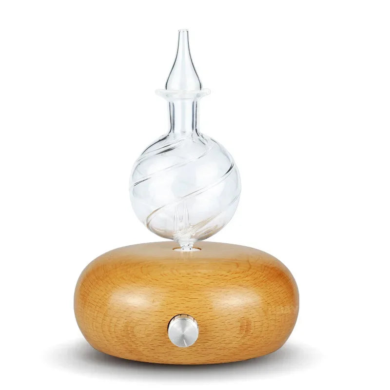 Difusor Nebulizador Luxuoso de Óleos Essenciais em Madeira e Vidro