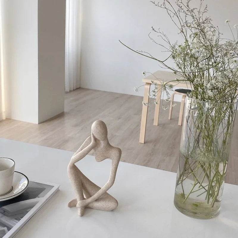 Sand Color The Thinker Abstract Statues Sculptures Yoga Figurine Nordic Living Room Home Decor Decoration Maison Desk Ornaments - Aloha Spirit Store