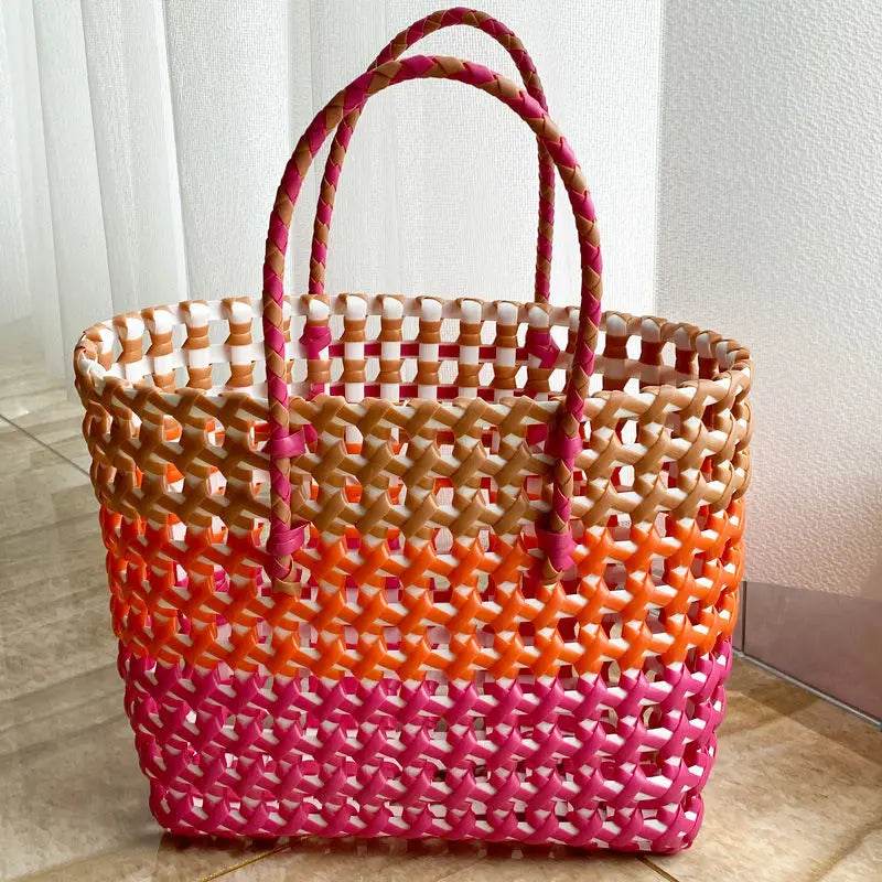 Ins Fashion Handmade Woven Large Capacity Bag Storage Basket Shopping Basket the Beach Bag Portable Vegetable Basket - Aloha Spirit Store