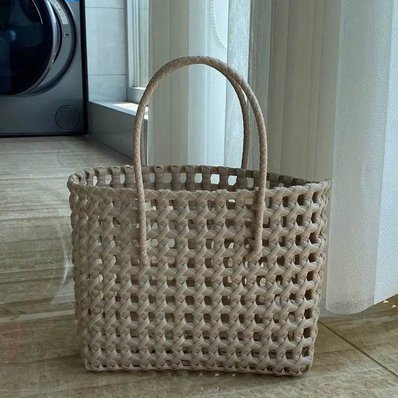 Ins Fashion Handmade Woven Large Capacity Bag Storage Basket Shopping Basket the Beach Bag Portable Vegetable Basket - Aloha Spirit Store