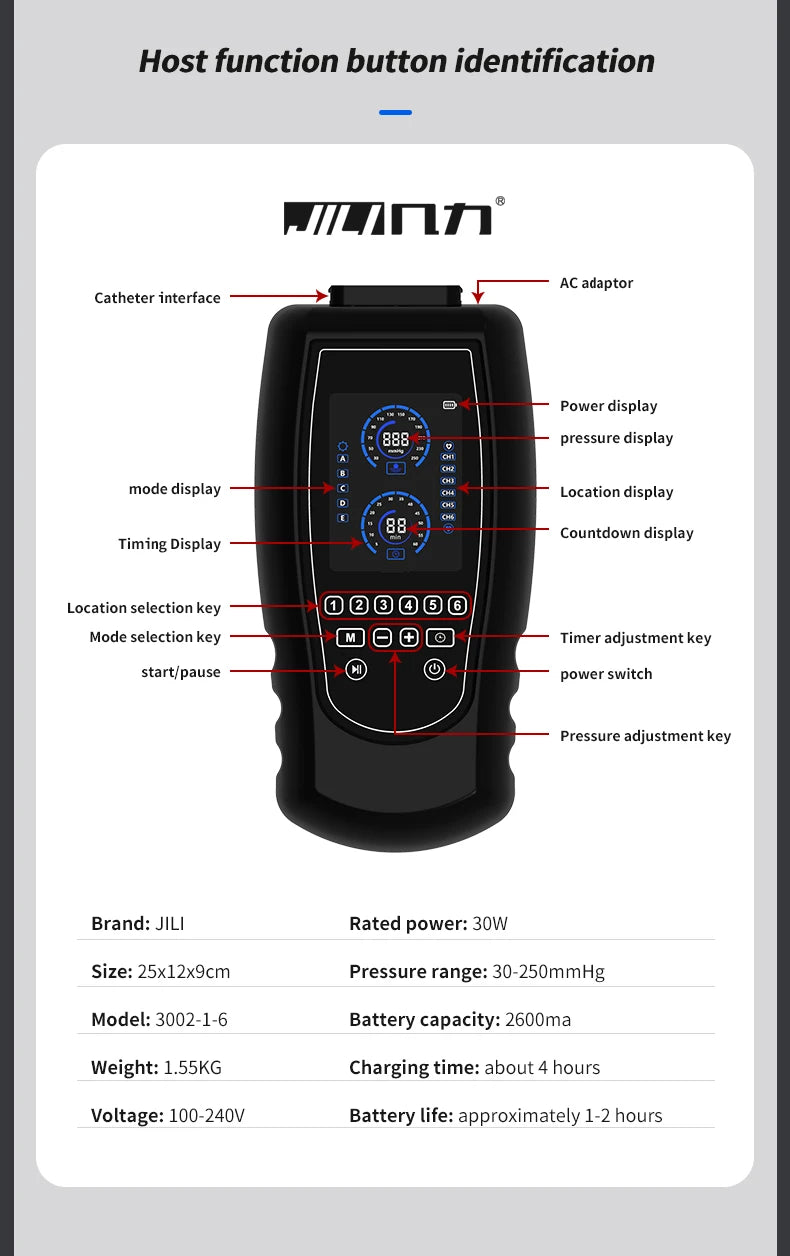Botas de Pressoterapia Premium JILI com 6 Câmaras