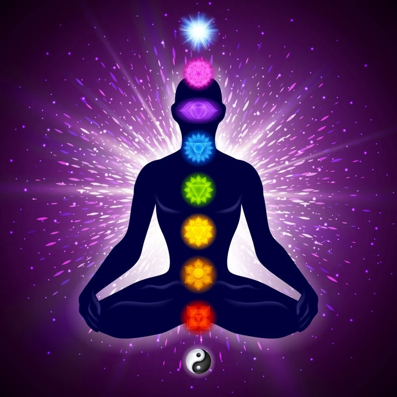 Quadro Premium Buda Indiano em Meditação com os 7 Chakras