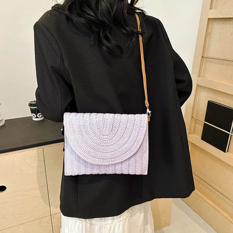 Summer Beach Straw Clutch Bag Cute Crossbody Bag for Women Travel Shoulder Bags Purse Ladies Casual Wicker Handbags - Aloha Spirit Store