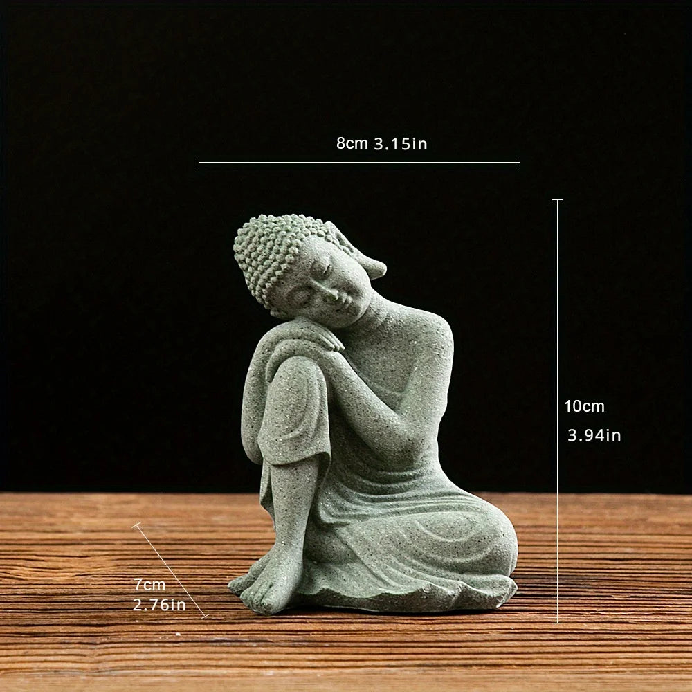 Estátua de Buda Premium em Arenito Verde
