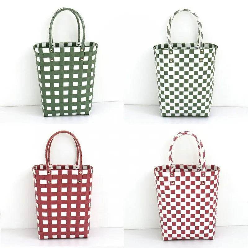 Handwoven Vegetable Plastic Bag Basket Storage Solutions Creative Handbag Decoration Basket Unique Vacation Leisure Bag - Aloha Spirit Store