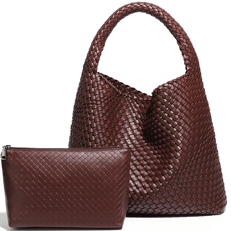 Bolsa Tote Trançada Feminina Premium Grande com Couro Macio