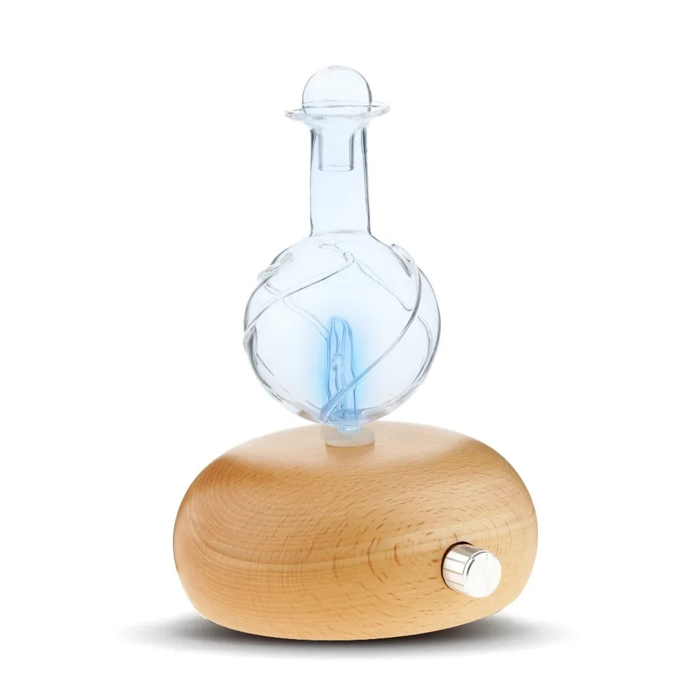 Difusor Nebulizador Luxuoso de Óleos Essenciais em Madeira e Vidro