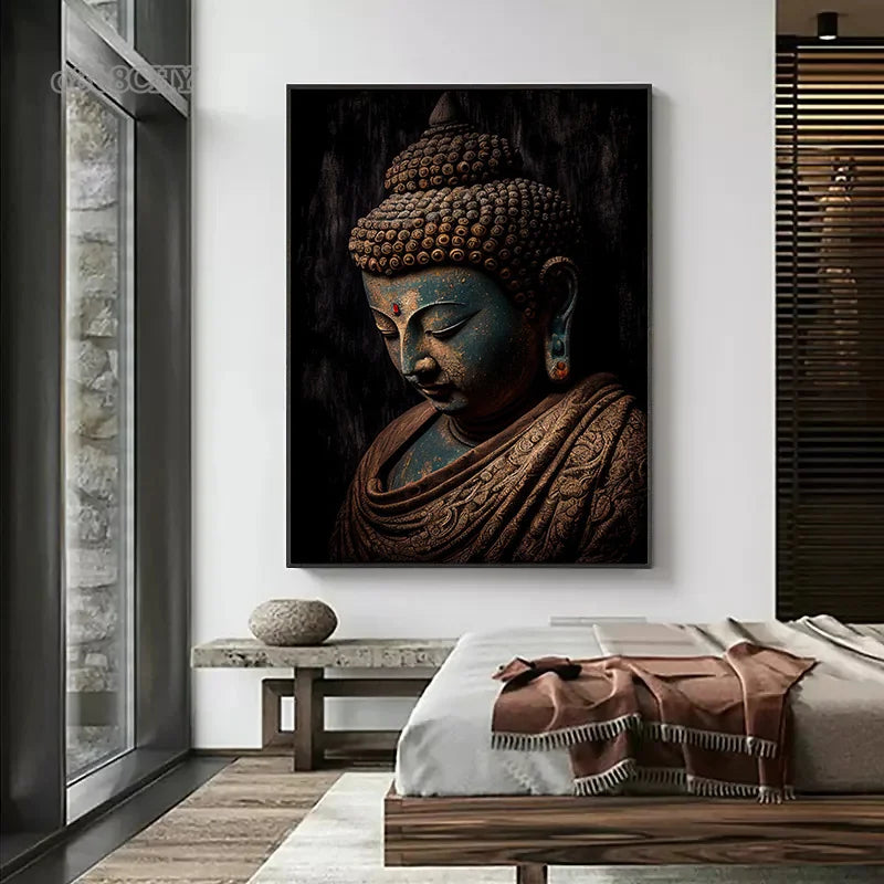 Quadro do Retrato de Buda em Bronze Premium