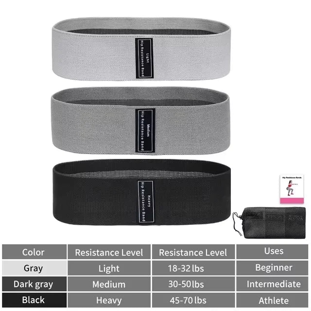 Kit Premium de Faixas de Resistência em Tecido para Glúteos e Coxas
