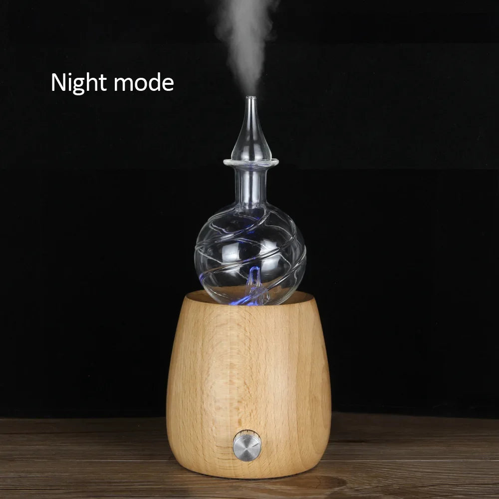 Difusor Nebulizador Luxuoso de Óleos Essenciais em Madeira e Vidro
