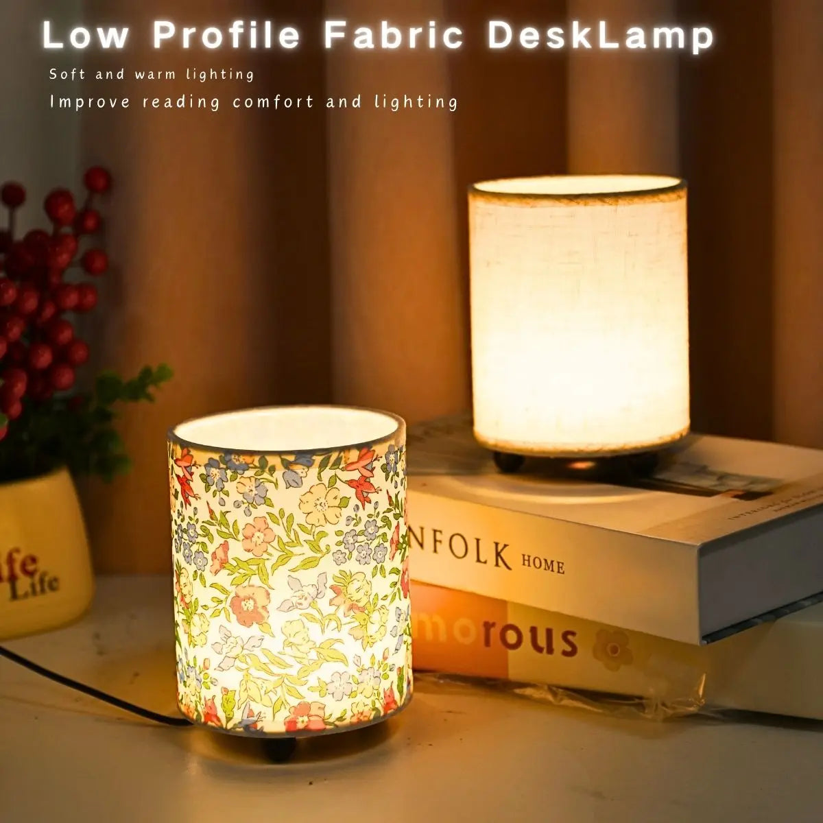 Luminária de Mesa Minimalista Premium em Tecido com USB
