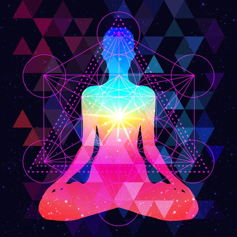 Quadro Premium Buda Indiano em Meditação com os 7 Chakras