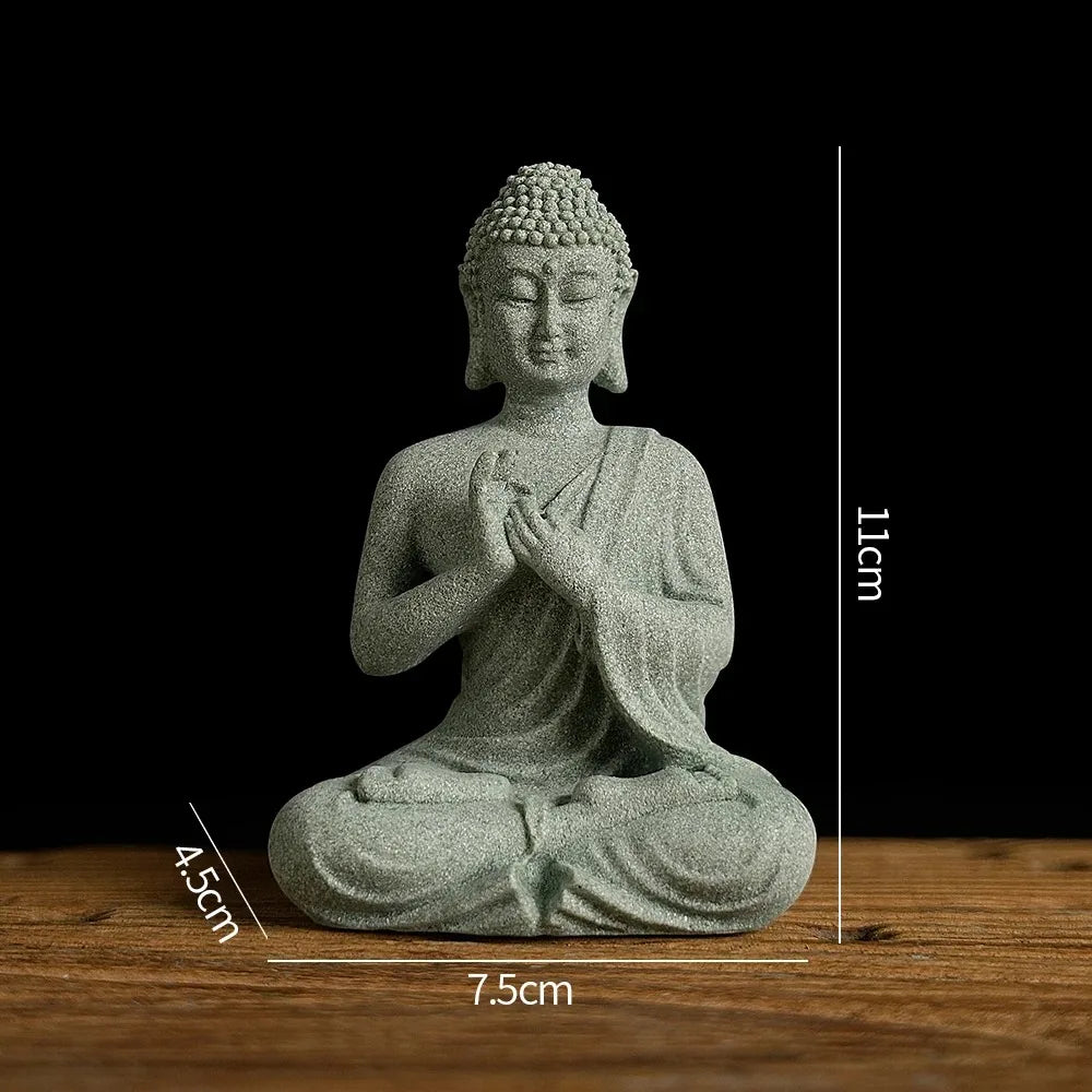 Estátua de Buda Premium em Arenito Verde