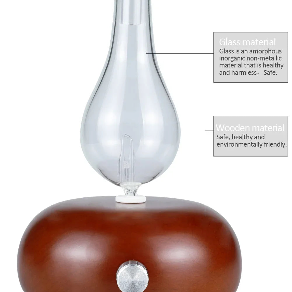 Difusor Nebulizador Luxuoso de Óleos Essenciais em Madeira e Vidro