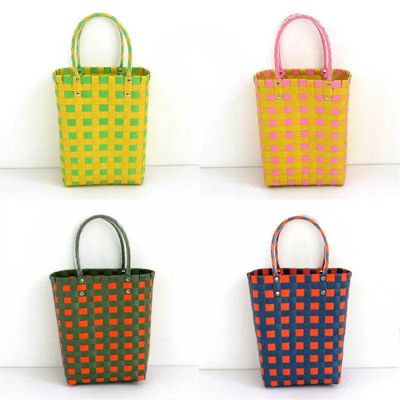 Handwoven Vegetable Plastic Bag Basket Storage Solutions Creative Handbag Decoration Basket Unique Vacation Leisure Bag - Aloha Spirit Store