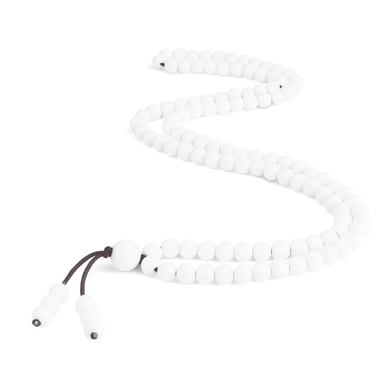 Colar Mala Premium com 108 Contas de Pedra de Lava Negra Natural