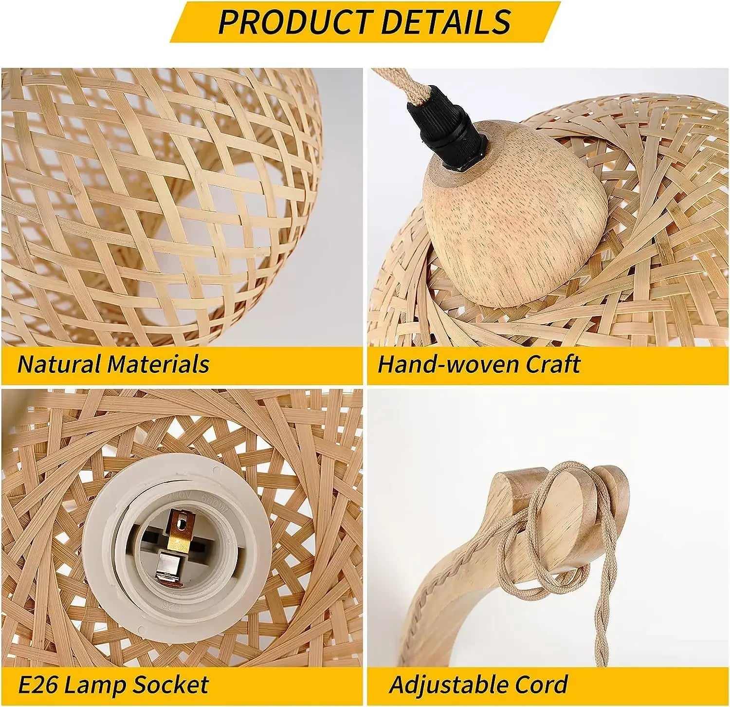 Luminária de Parede Premium em Bambu e Rattan Natural