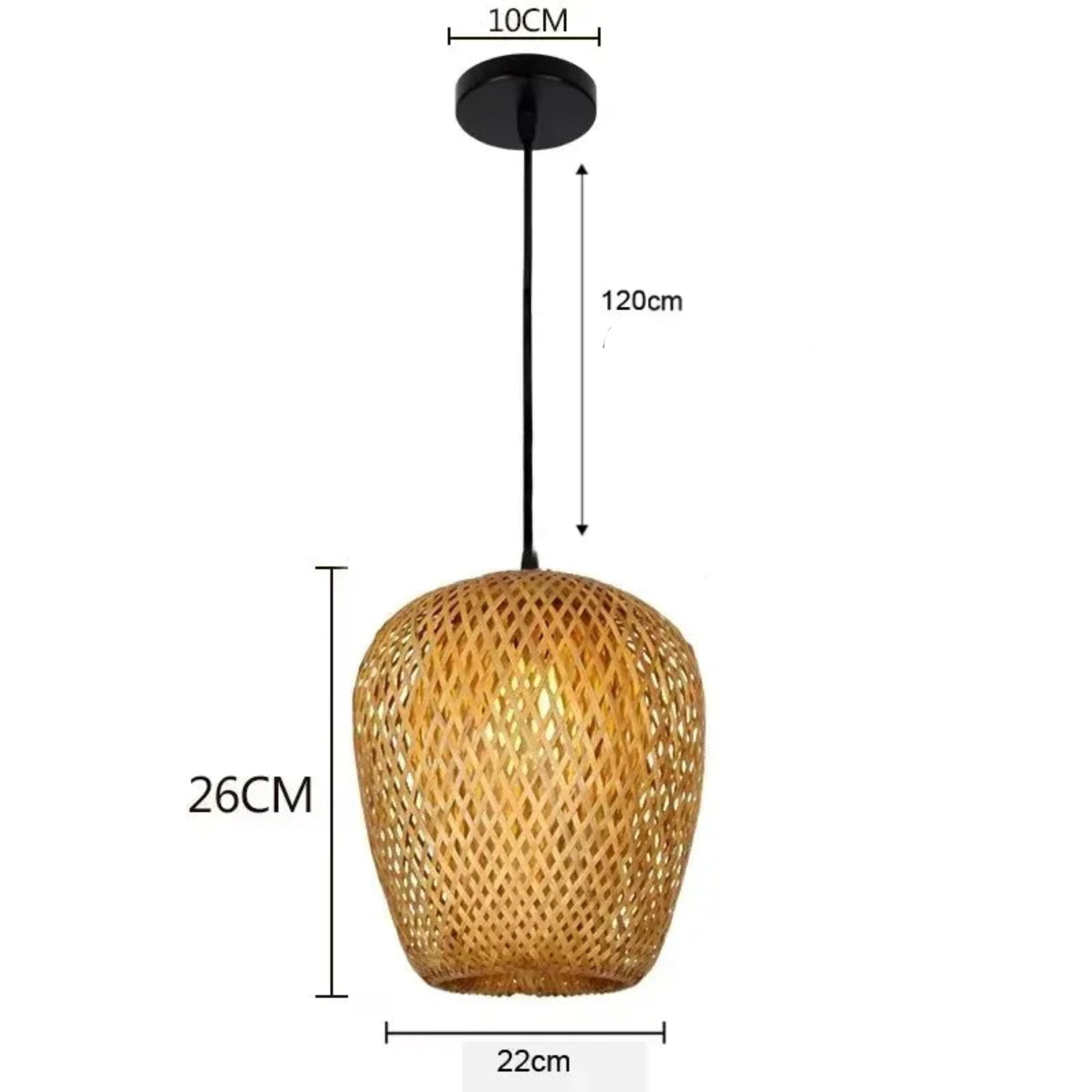 Luminária Pendente Premium em Bambu e Rattan Trançada à Mão