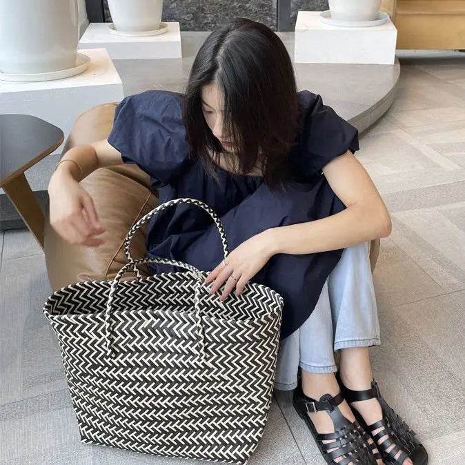 Large Capacity Beach Shopping Bags Woven Shoulder Bag Women Handmade Straw Handbags Summer Travel Bag - Aloha Spirit Store