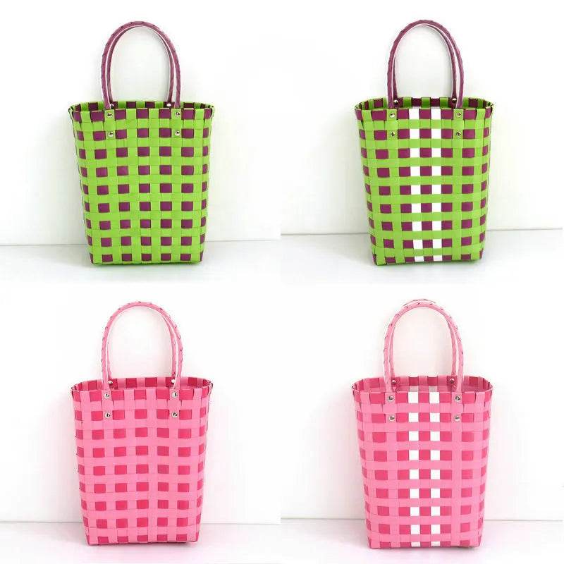 Handwoven Vegetable Plastic Bag Basket Storage Solutions Creative Handbag Decoration Basket Unique Vacation Leisure Bag - Aloha Spirit Store