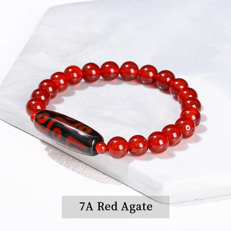 Pulseira Tibetana Premium JD com Ágata Dzi de Nove Olhos Verde Natural