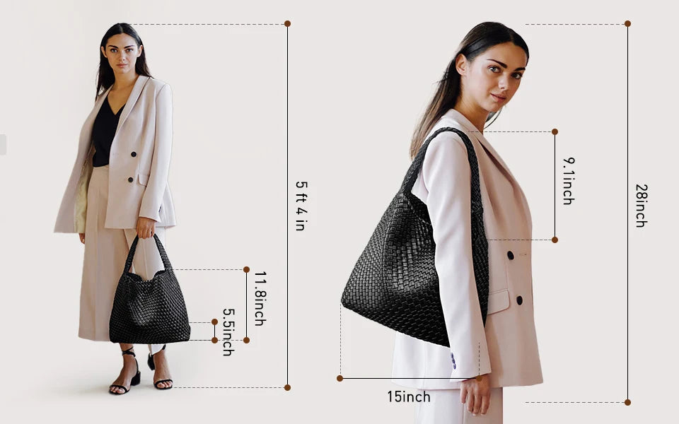 Bolsa Tote Trançada Feminina Premium Grande com Couro Macio