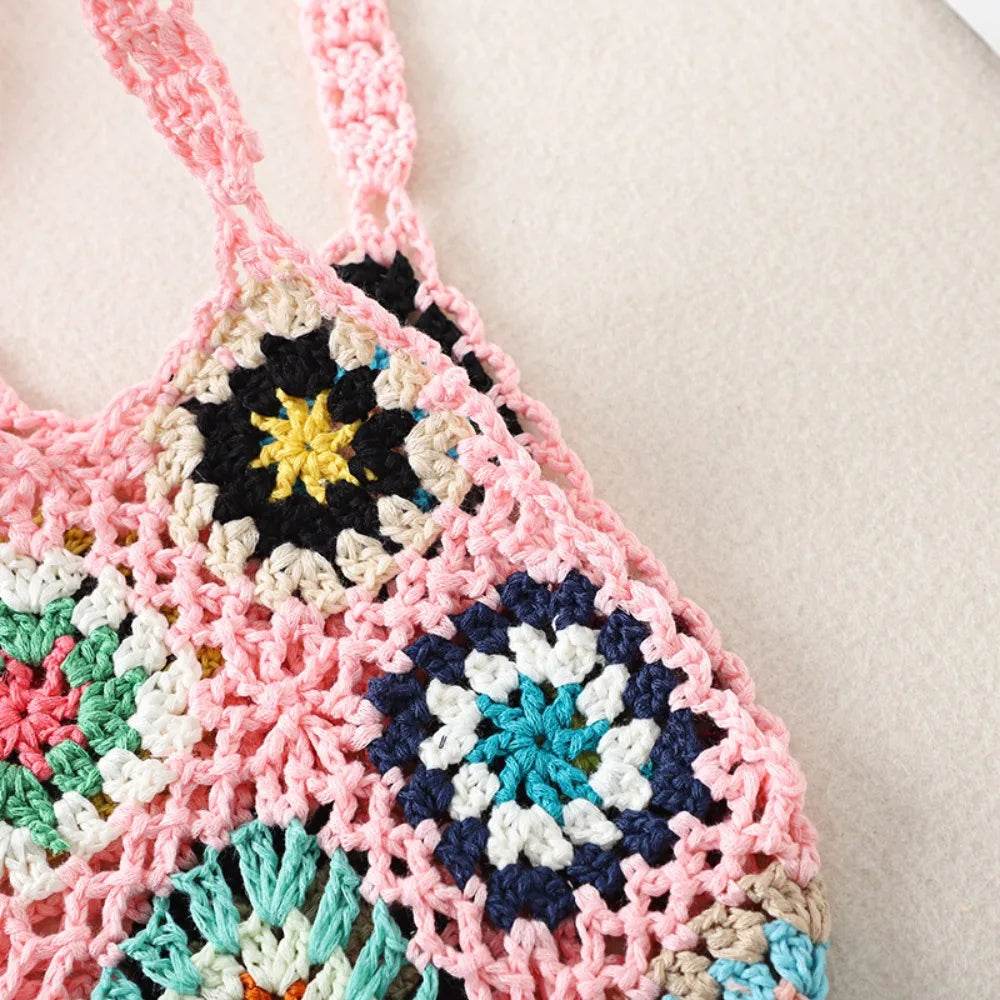 Large Capacity Fashion Cut-out Boho Tote Bag Trendy Floral Crochet Handmade Knitted Bag Vintage Multicolor Hollow Out Handbag - Aloha Spirit Store