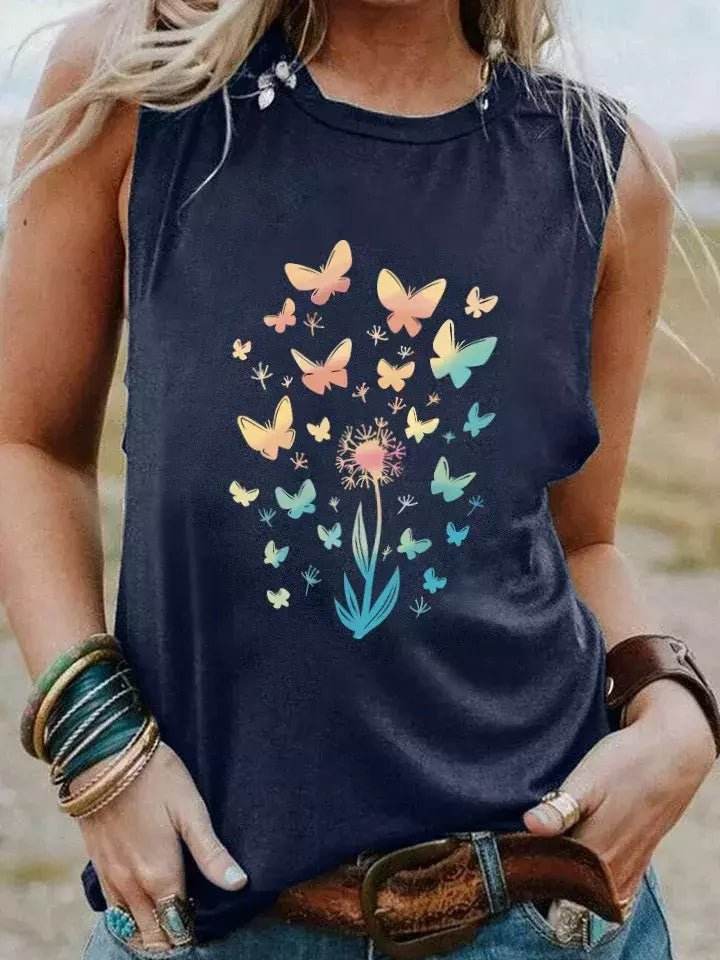 Regata Boho Vintage. Borboletas e Dente de Leão. - Aloha Spirit Store