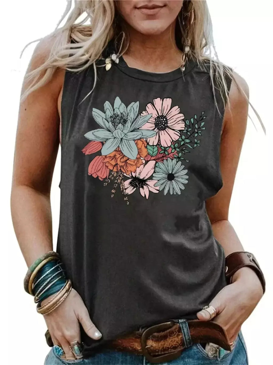 Camiseta Casual - Estampa Floral Cinza escuro M vendido por Aloha Spirit Store