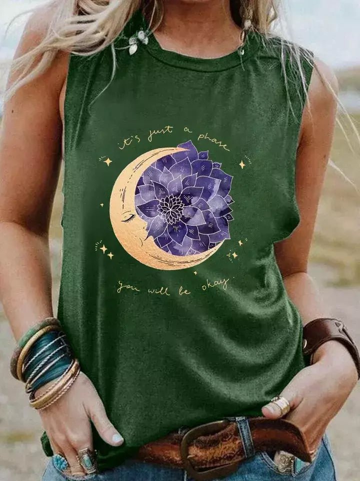 Camiseta Casual - Estampa Lua & Flor de Lotus Preto L vendido por Aloha Spirit Store