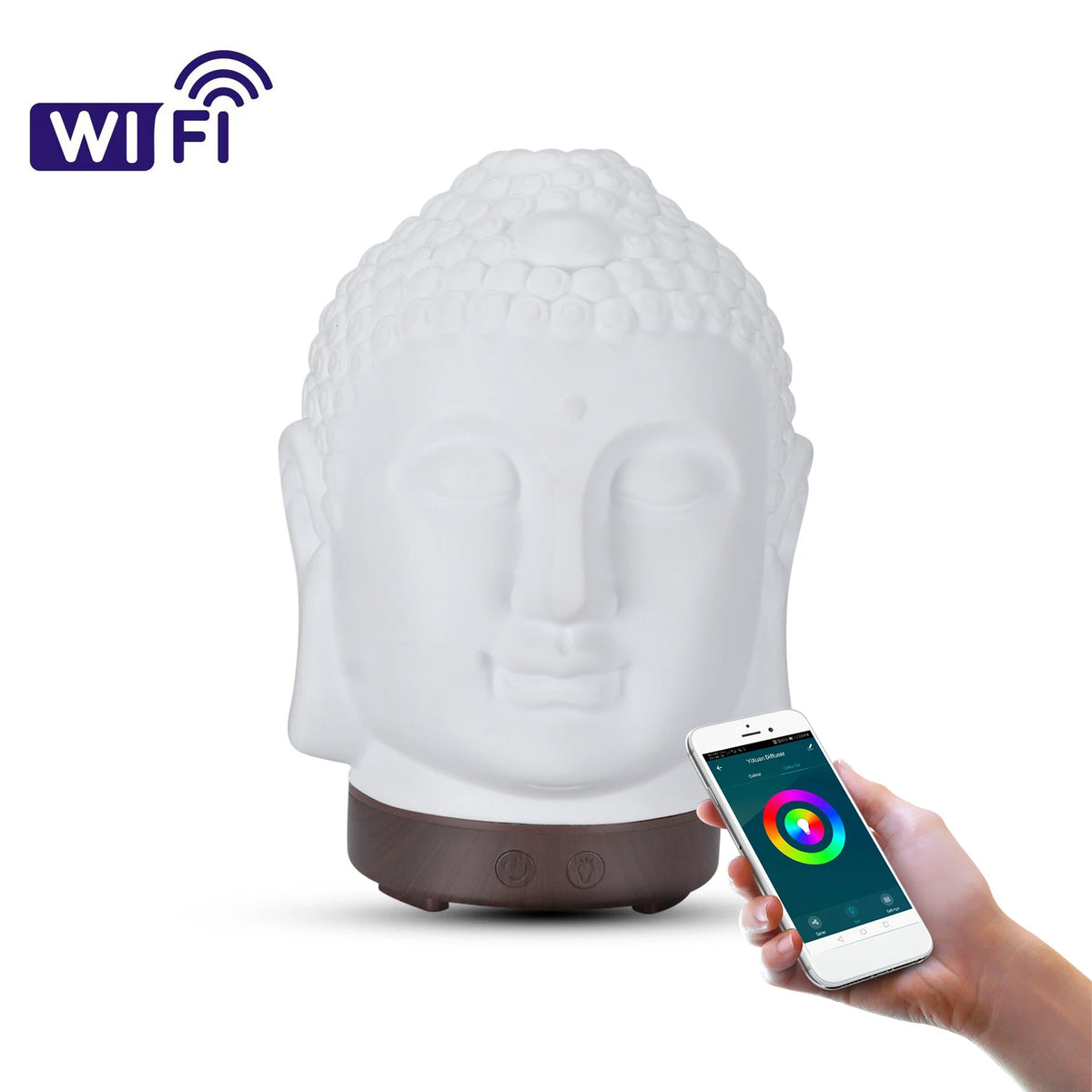 Difusor Umidificador Buda Premium com Wi-Fi e 7 Cores LED