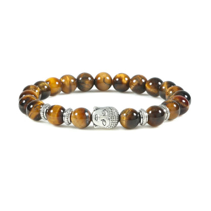 Pulseira Reiki Premium de Buda com Olho de Tigre Natural