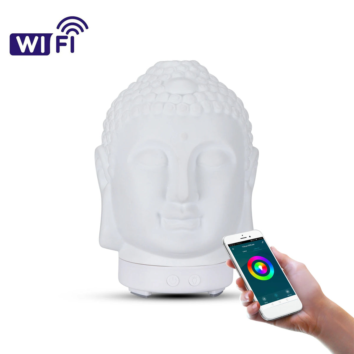 Difusor Umidificador Buda Premium com Wi-Fi e 7 Cores LED
