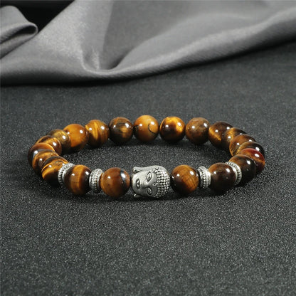 Pulseira Reiki Premium de Buda com Olho de Tigre Natural
