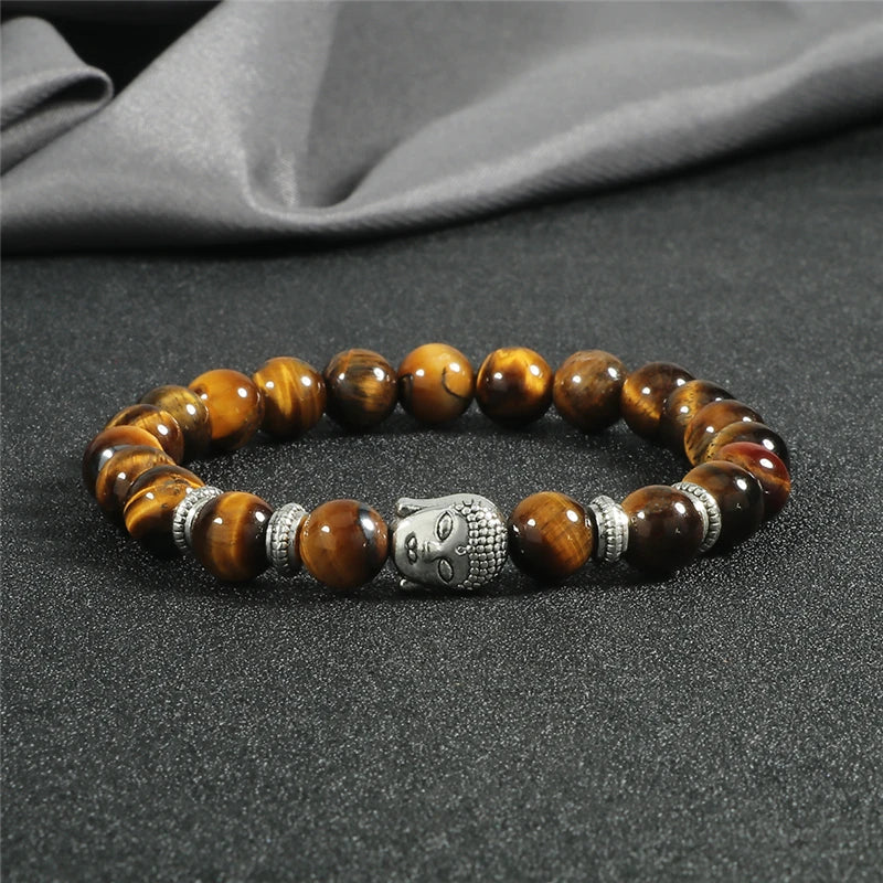 Pulseira Reiki Premium de Buda com Olho de Tigre Natural
