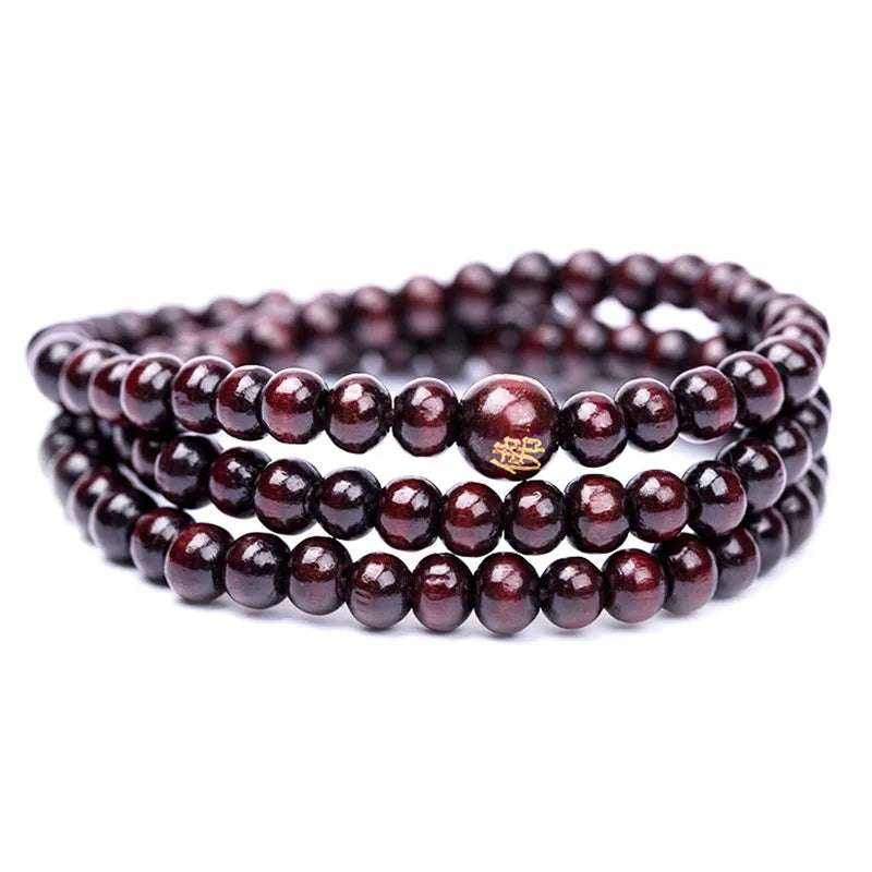6mm Natural Sandalwood Buddhist Buddha Meditation 108 beads Wood Prayer Bead Mala Bracelet Women Men jewelry