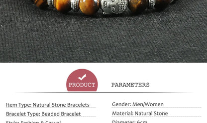 Pulseira Reiki Premium de Buda com Olho de Tigre Natural