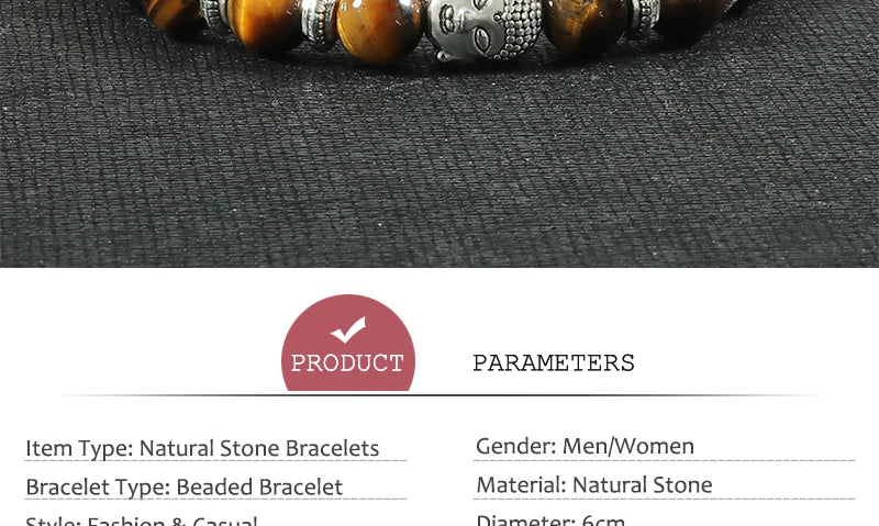 Pulseira Reiki Premium de Buda com Olho de Tigre Natural