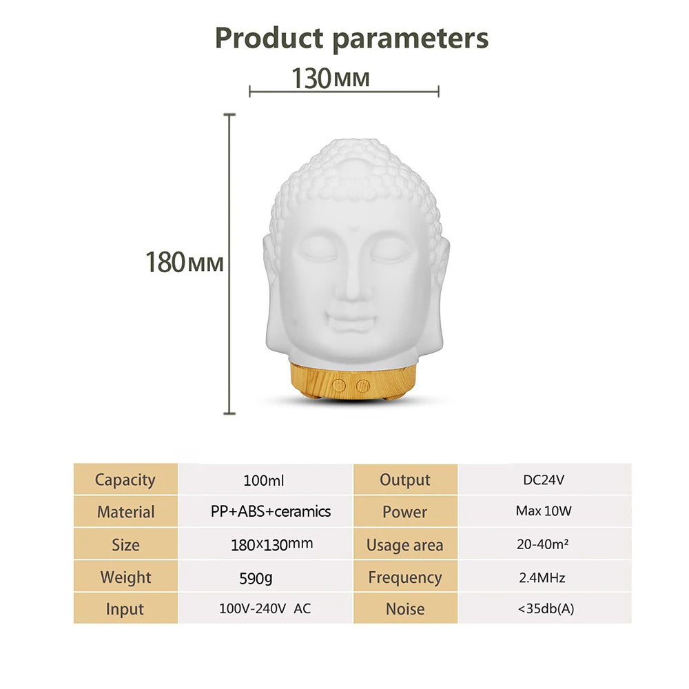 Difusor Umidificador Buda Premium com Wi-Fi e 7 Cores LED