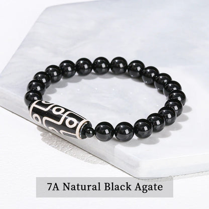 Pulseira Tibetana Premium JD com Ágata Dzi de Nove Olhos Verde Natural