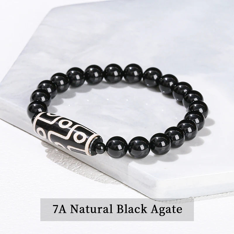 Pulseira Tibetana Premium JD com Ágata Dzi de Nove Olhos Verde Natural