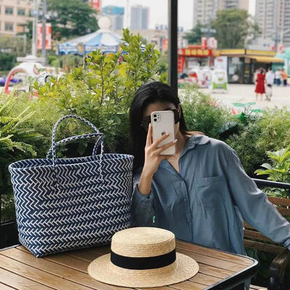Large Capacity Beach Shopping Bags Woven Shoulder Bag Women Handmade Straw Handbags Summer Travel Bag - Aloha Spirit Store