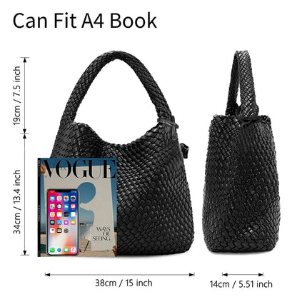 Bolsa Tote Trançada Feminina Premium Grande com Couro Macio