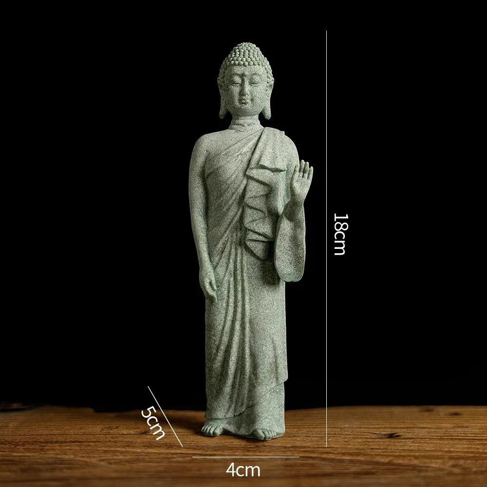 Estátua de Buda Premium em Arenito Verde