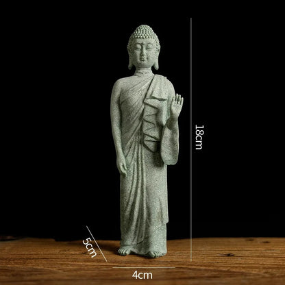 Estátua de Buda Premium em Arenito Verde