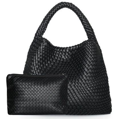 Bolsa Tote Trançada Feminina Premium Grande com Couro Macio
