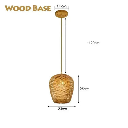 Luminária Pendente Premium em Bambu e Rattan Trançada à Mão